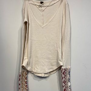Free people long sleeve thermal embroidered sleeve